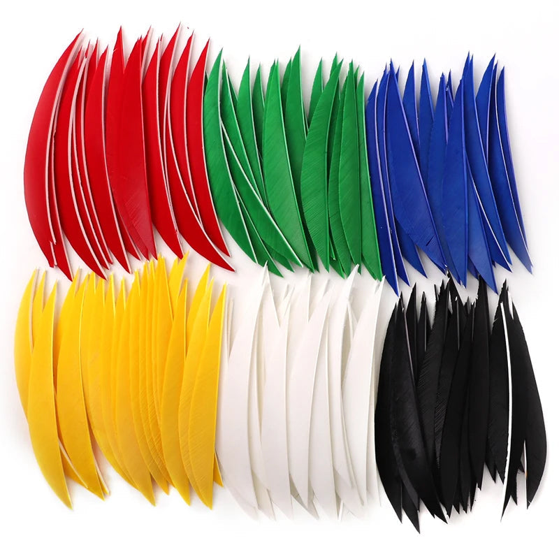 36-Pack 4/5inch Banana Cut Turkey Feather Fletching, Natural Arrow Feathers for Recurve & Traditional