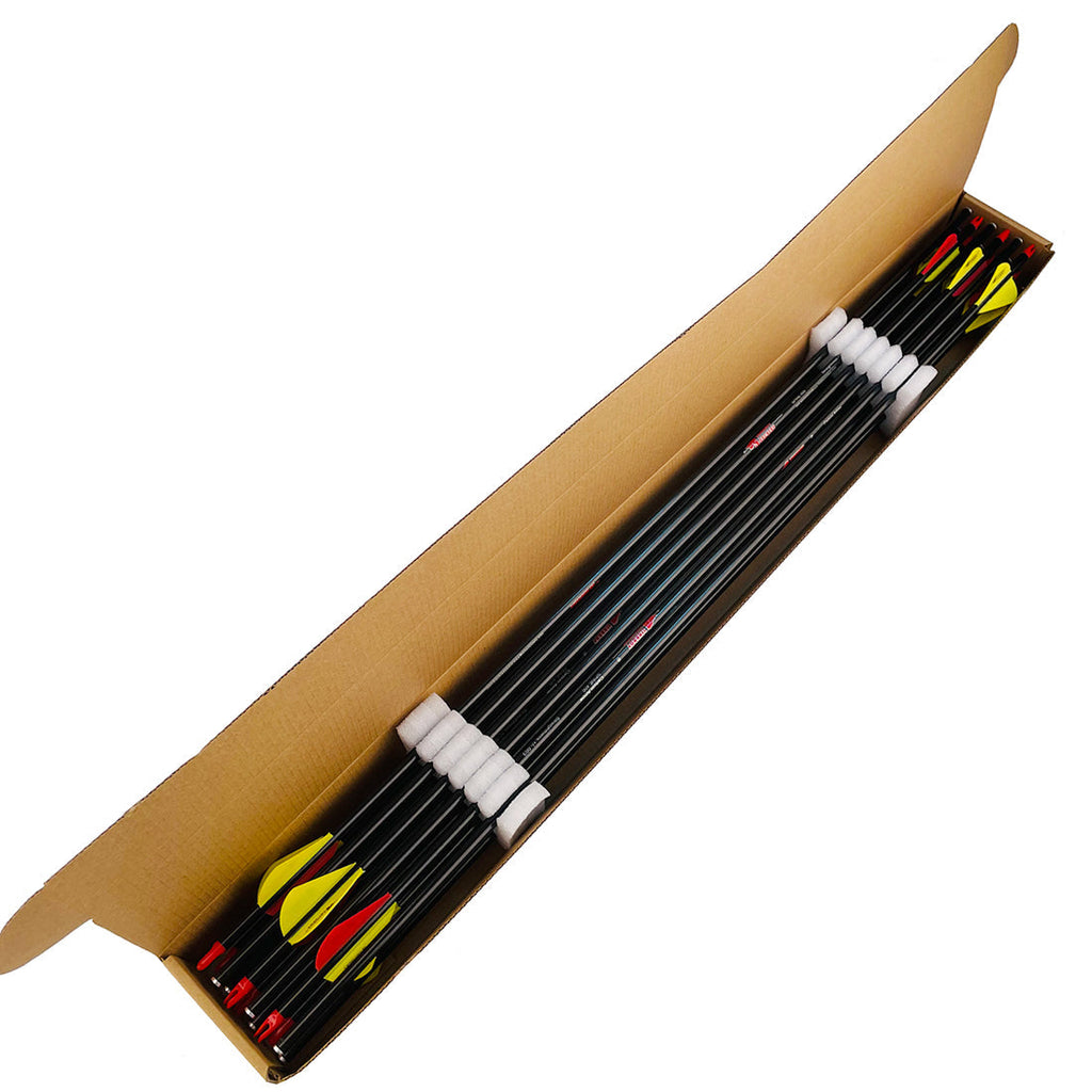 12-Pack Pure Carbon Arrows ID6.2mm, Spine 250-800, 30/32", 2" Vanes, 100gr Tips, Compound Bow