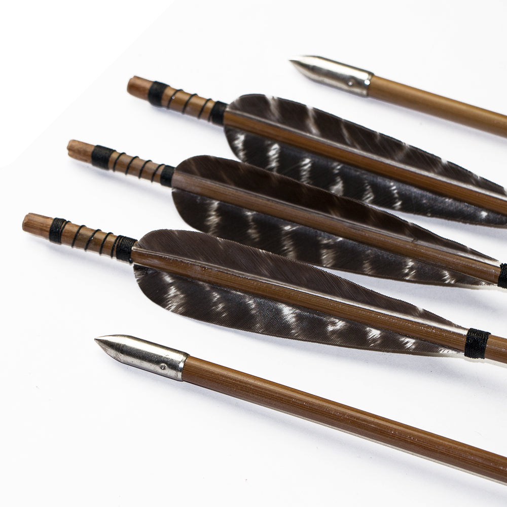6-Pack Handmade Bamboo Arrows 35inch Traditional Arrows 5inch Turkey Feather Arrows