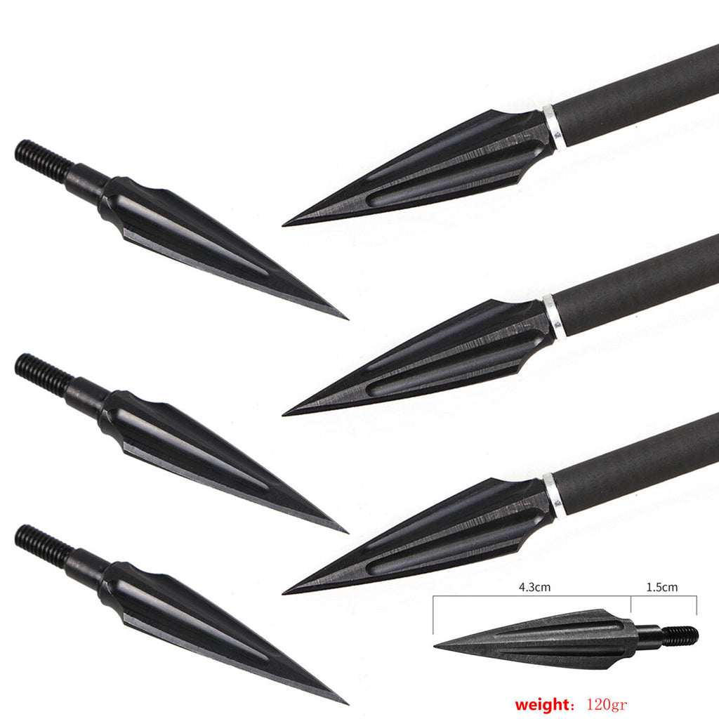 5-Pack Carbon Steel Arrowheads Broadheads Arrow Heads for Recurve Bow Compound Bow