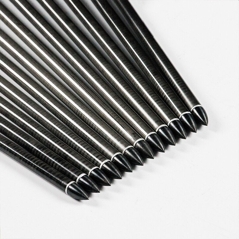 12-Pack Carbon Arrow Shafts Spine 500 32'' ID 6.2mm 2" Plastic Vanes 75gr Points