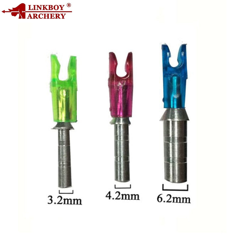 12-Pack Aluminum Arrow Pin Nock Shaft ID4.2mm, 3.2mm, 6.2mm Nock ID 3.2mm Nock Size S L