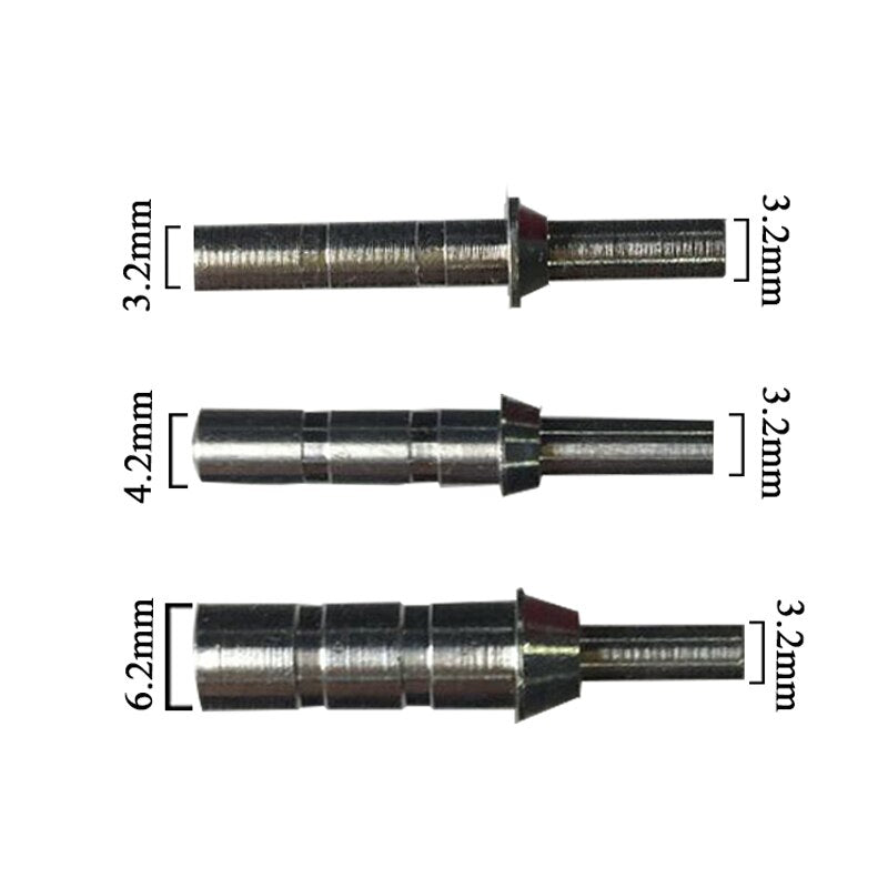 12-Pack Aluminum Arrow Pin Nock Shaft ID4.2mm, 3.2mm, 6.2mm Nock ID 3.2mm Nock Size S L