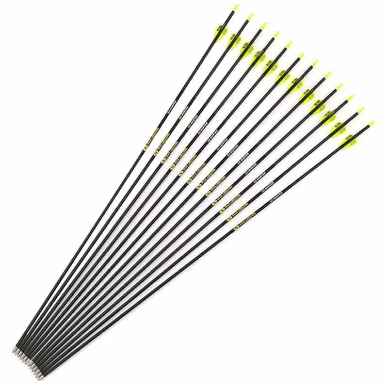 12-Pack Carbon Arrows ID4.2mm 1.75inch Plastic Vanes Target Point Tips for Recurve Bow Arrow