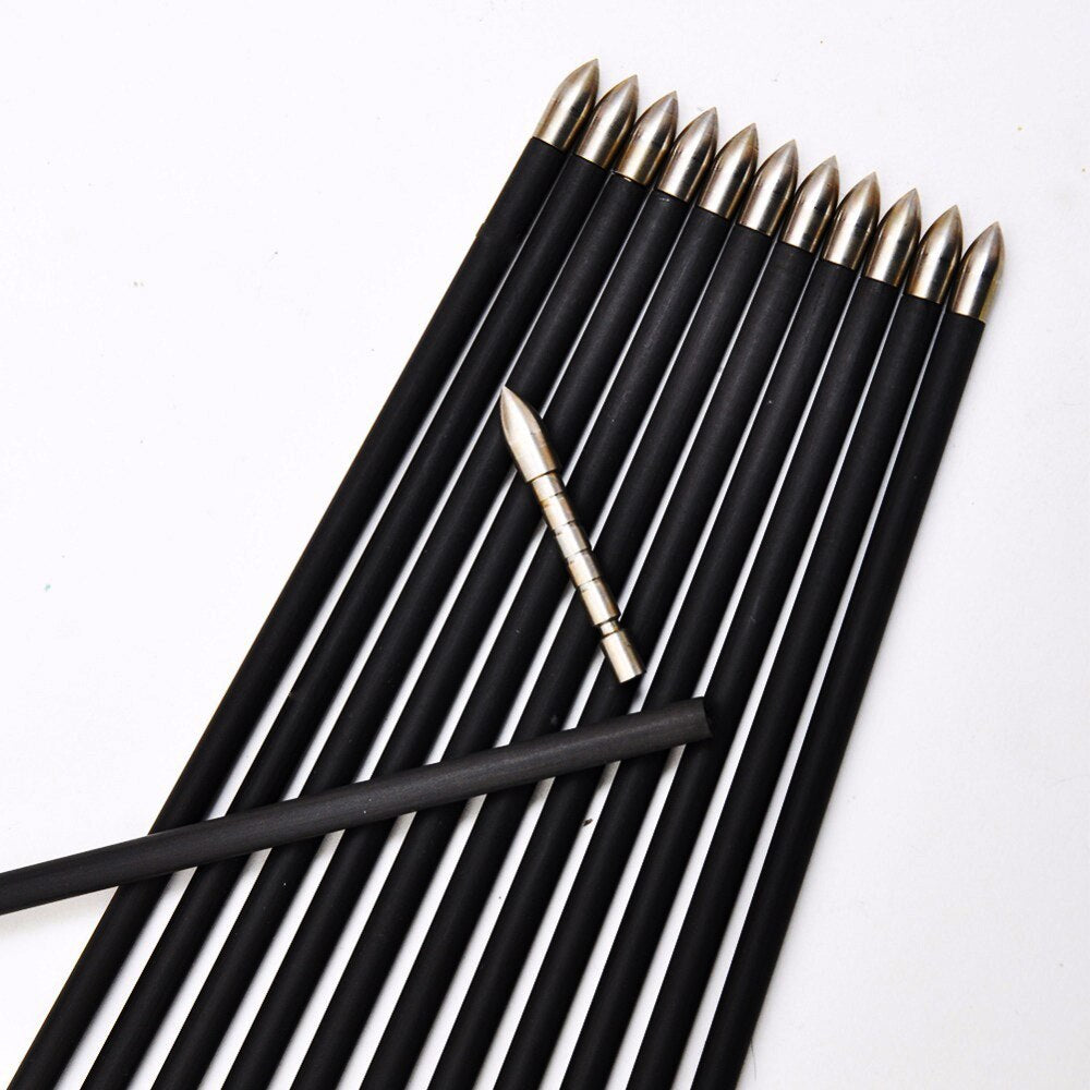 12-Pack Carbon Arrows ID4.2mm 1.75inch Plastic Vanes Target Point Tips for Recurve Bow Arrow