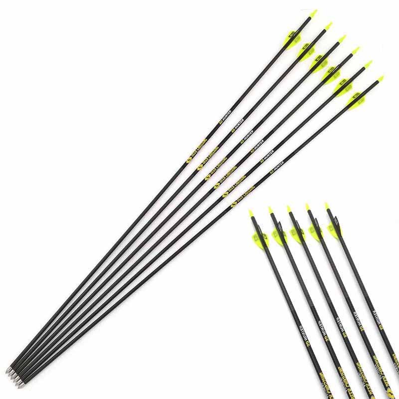 12-Pack Carbon Arrows ID4.2mm 1.75inch Plastic Vanes Target Point Tips for Recurve Bow Arrow