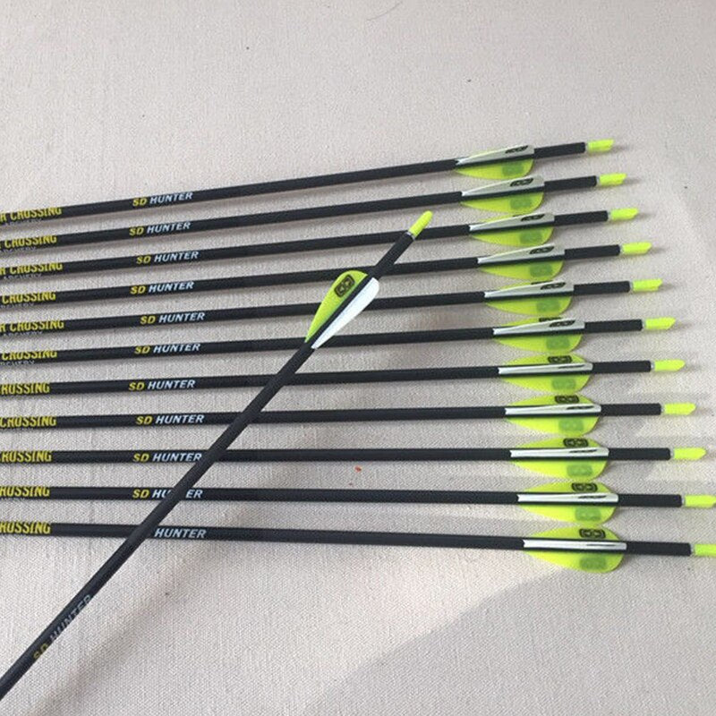 12-Pack Pure Carbon Arrow 30inch ID4.2mm Sp600-900 for Recurve Compound Bow Recurve Bow