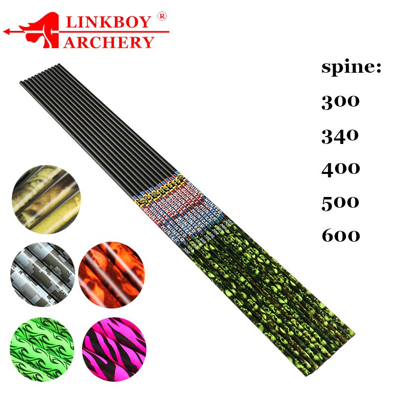 12-Pack Arrow Shaft ID6.2mm Spine 300 340 400 500 600 Camouflage Arrow Shaft