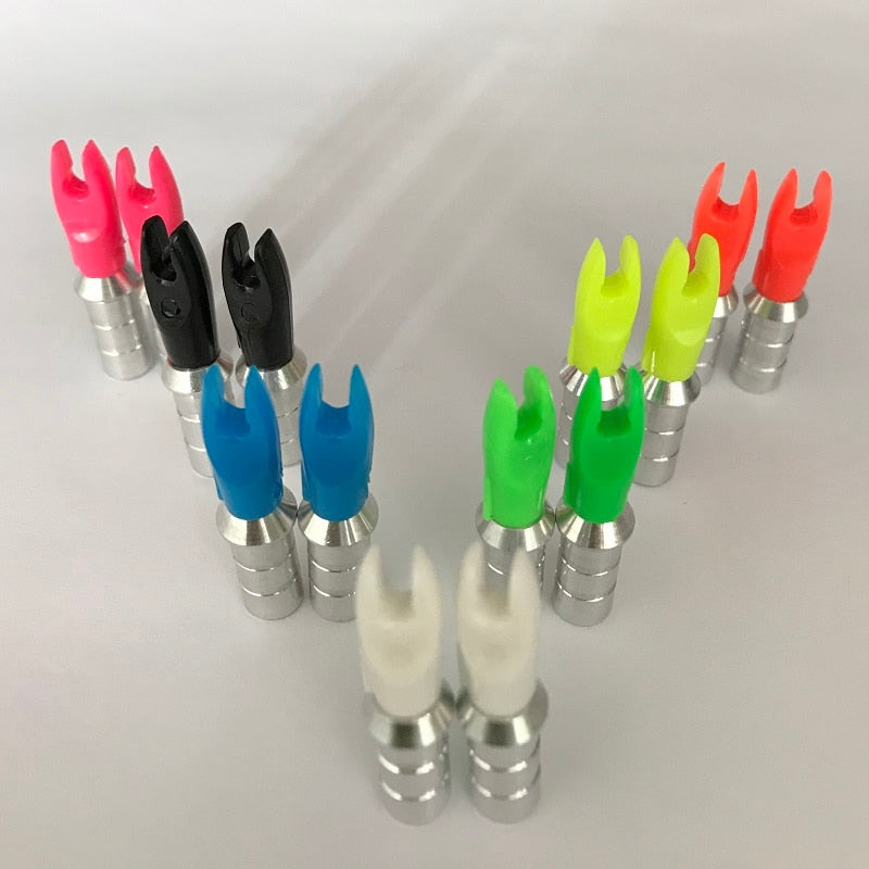 12-Pack ID3.2/4.2/6.2mm Arrow Aluminum Pins + Plastic Nocks Carbon Arrow Shaft Compound Bow Plastic