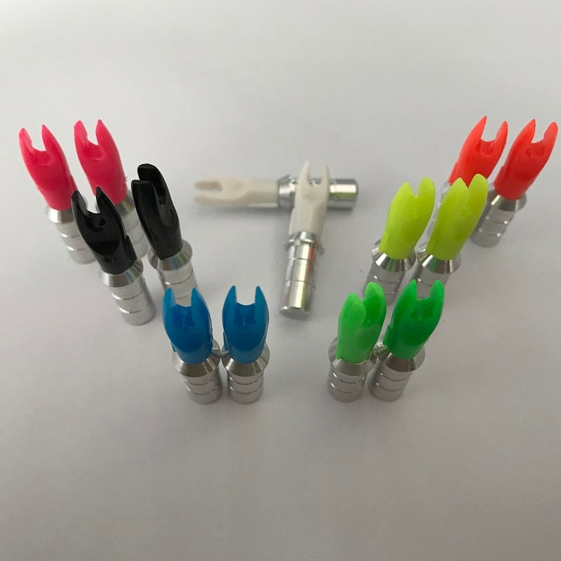 12-Pack ID3.2/4.2/6.2mm Arrow Aluminum Pins + Plastic Nocks Carbon Arrow Shaft Compound Bow Plastic