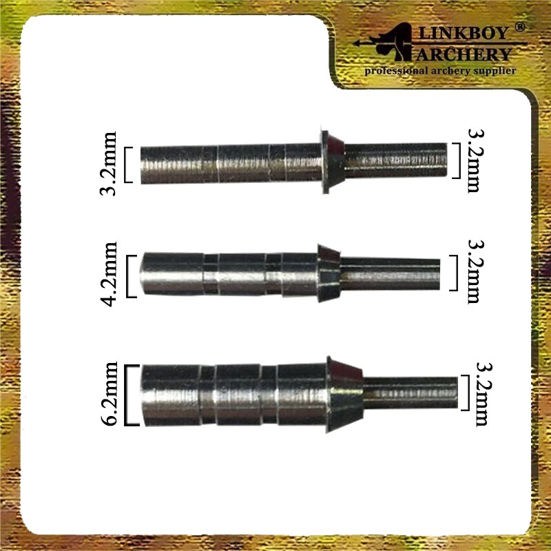 12-Pack Aluminum Arrow Pin Nock F Shaft ID4.2mm, 3.2mm, 6.2mm Nock ID3.2mm Nock Size L:2.9mm Set