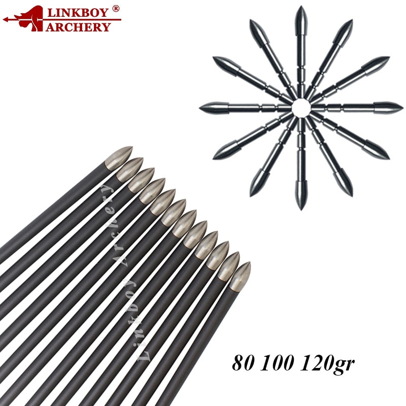 12-Pack Insert ID4.2mm Carbon Arrows Shaft Arrowhead Target Point Tips 80gr 100gr 120gr