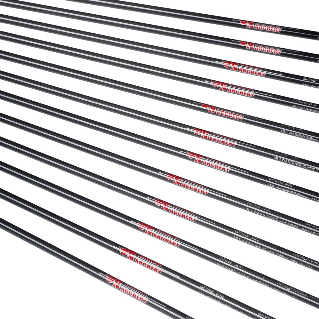 12-Pack Pure Carbon Arrows ID3.2mm Spine400-1000, 1.75" Plastic Vanes or 3" Turkey Feather 120gr