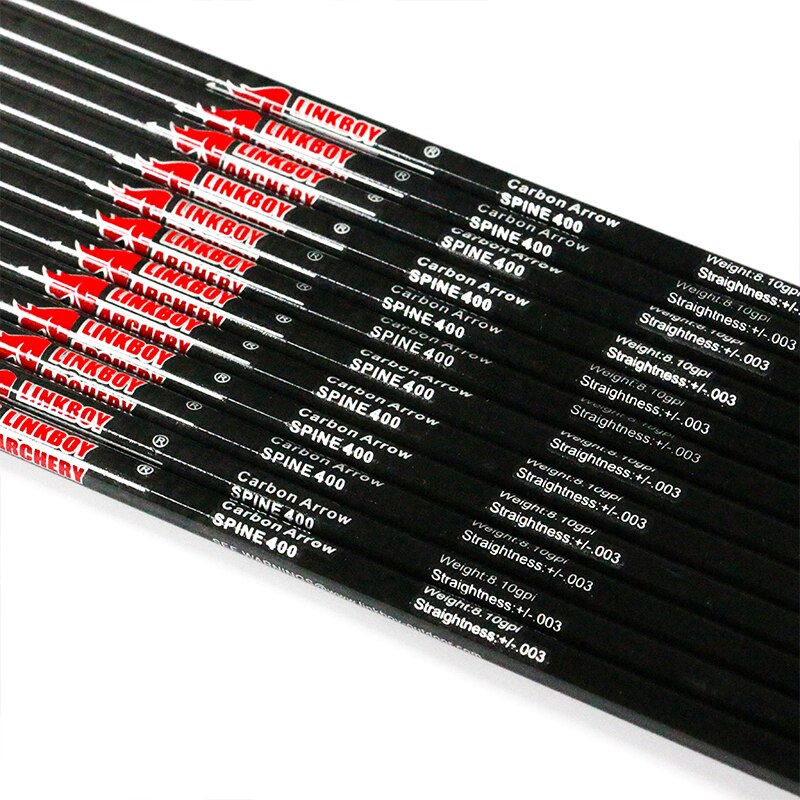 12-Pack Pure Carbon Arrows ID6.2mm Spine400 with Pin Nock Target Point Complete Arrows
