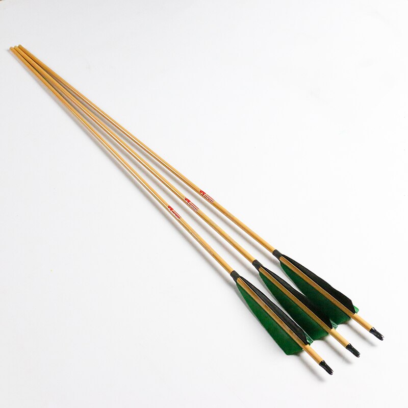 12-Pack Bamboo Skin Carbon Arrows ID6.2mm, Spine 300-800, 3×5" Ring Wing Vanes, 75gr Tips
