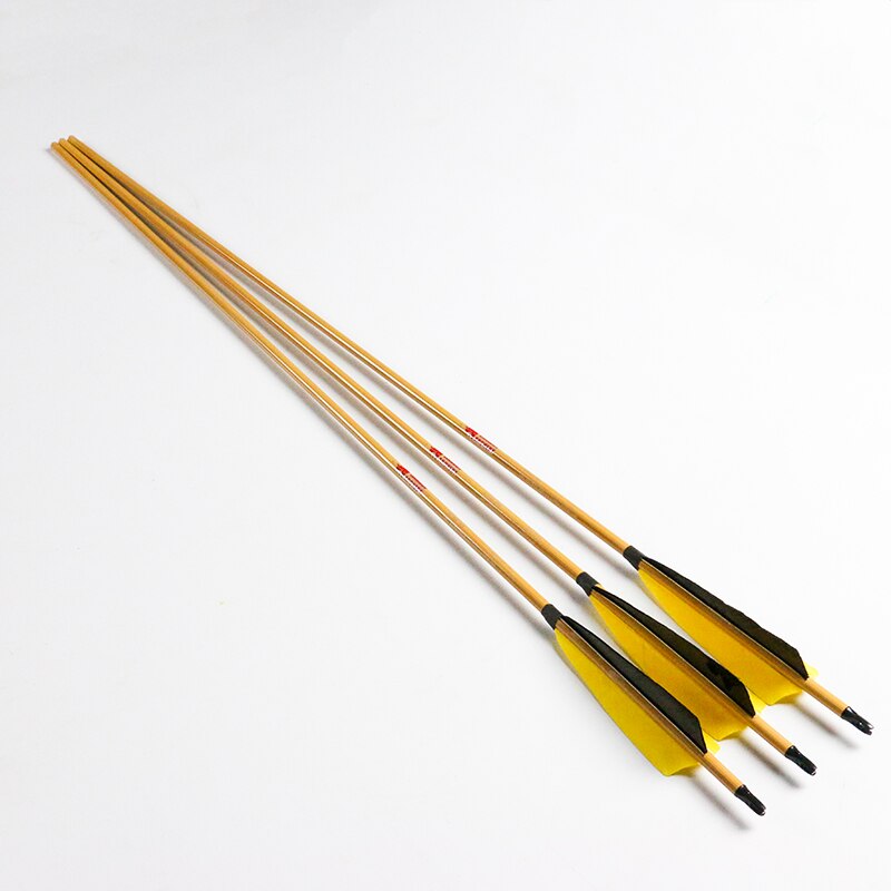 12-Pack Bamboo Skin Carbon Arrows ID6.2mm, Spine 300-800, 3×5" Ring Wing Vanes, 75gr Tips