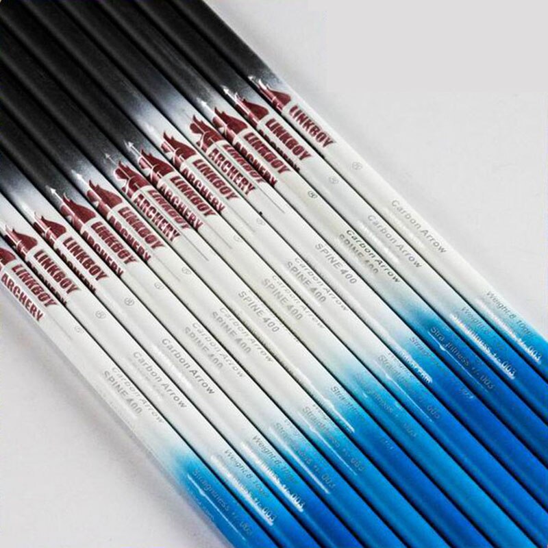 12-Pack Spine300-900 ID6.2mm Pure Carbon Arrow Shaft Blue 75GR Tips Insert Compound Bow