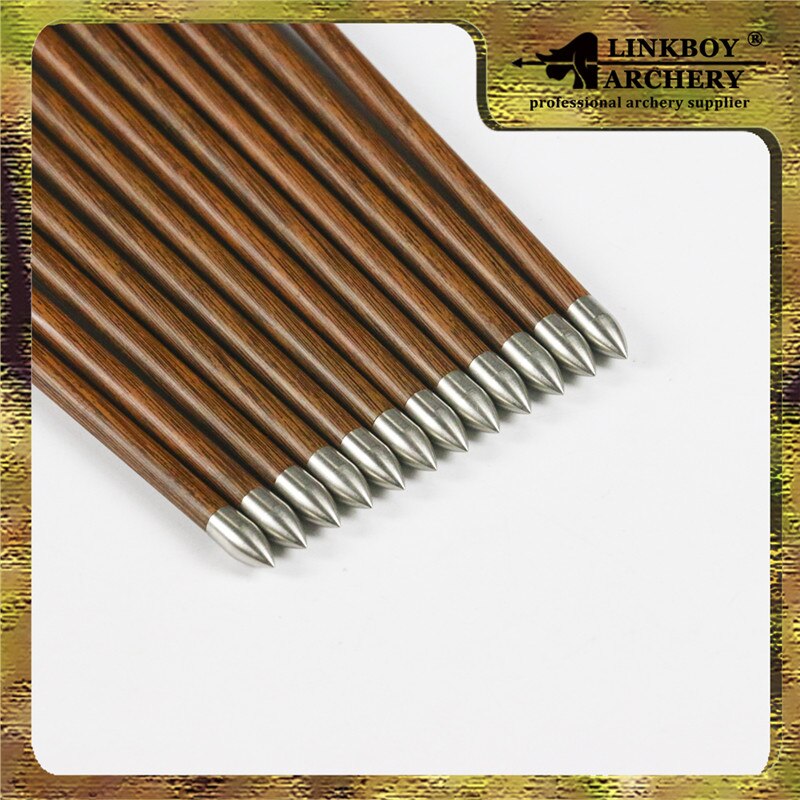 12-Pack Pure Carbon Arrows Wood Skin ID4.2mm Spine 500 3" Turkey Fletching Pin Nocks