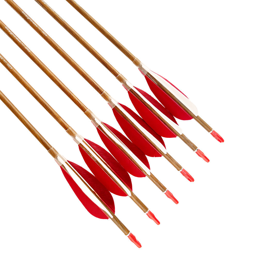 6/12-Pack Wood Skin Pure Carbon Arrows ID4.2mm SP600-1200 3" Turkey Feather Pin Nocks Recurve