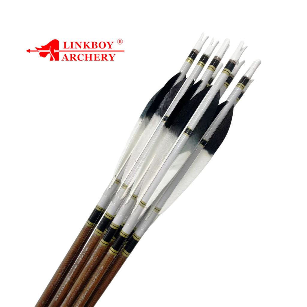 ID 6.2MM 12-Pack Pure Carbon Wood/bamboo Skin Arrows 150gr Tips Y Nock Fast Shoot