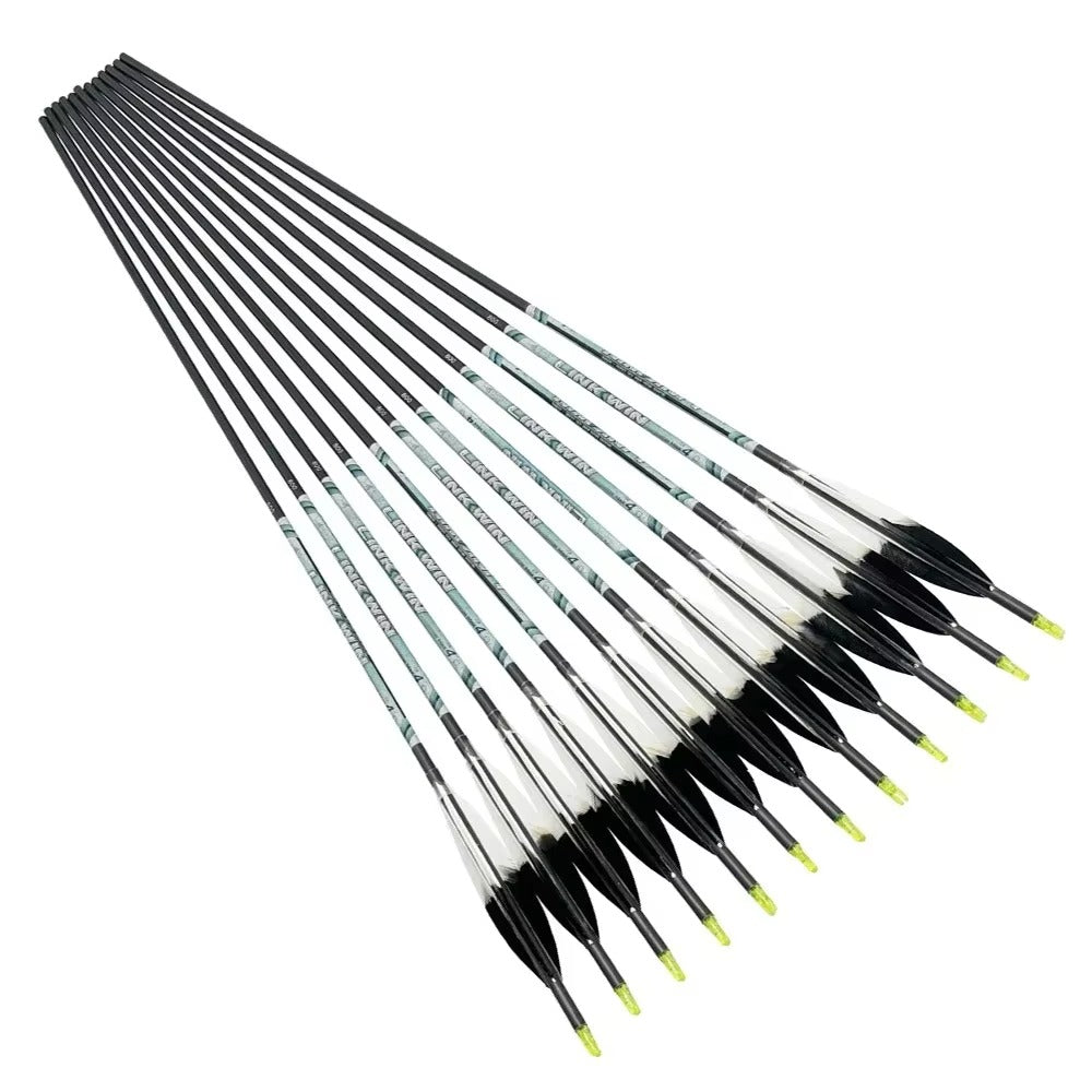 12-Pack Pure Carbon Arrow Spine300-800 30/32inch Banana Vanes Target Arrows