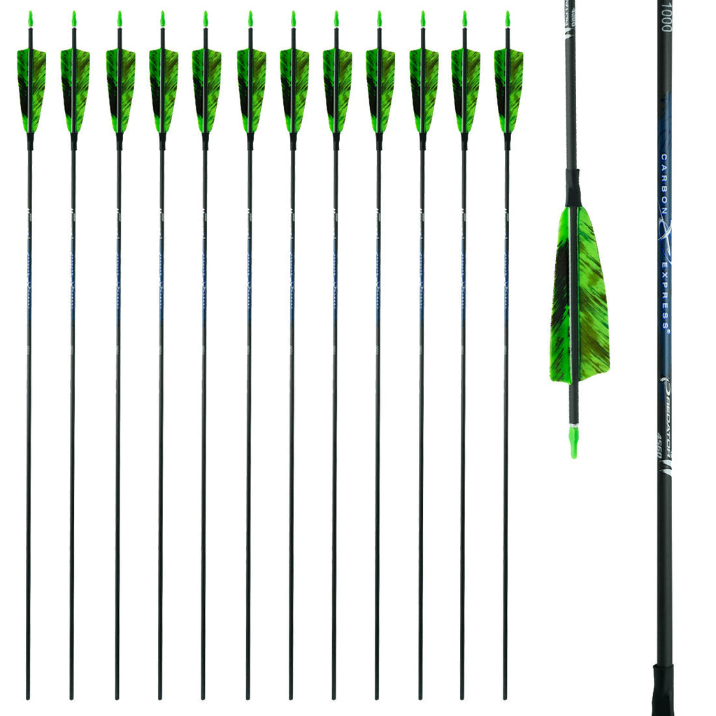 12-Pack Pure Carbon Arrows ID4.2MM SP400-1000 4inch Turkey Feather Bow and Arrows