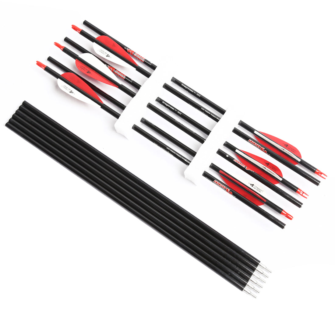 6-Pack Take-Down Carbon Arrows Spine500 5inch Turkey Feather, Aluminum Insert Compound Bow
