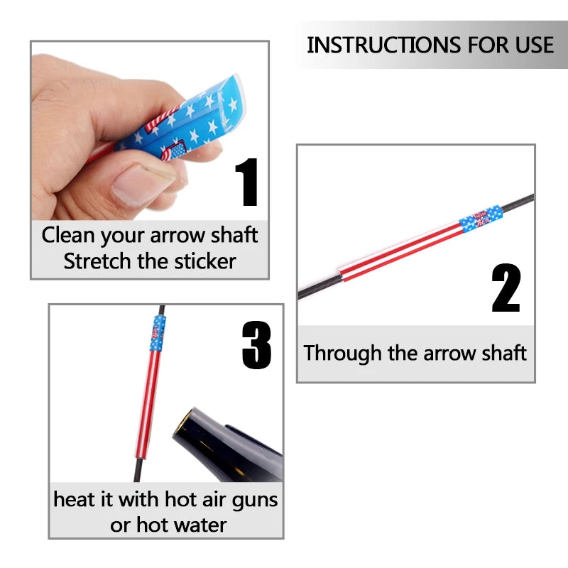 15-Pack Heat Shrinkable Arrow Shaft Sticker Arrow Paster Wrap Paper for Wood Bamboo Carbon