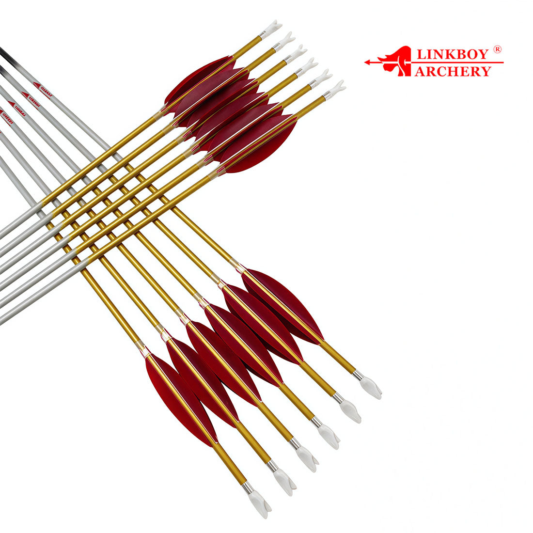12-Pack Id6.2mm Gold Carbon Arrows 4-Pack 4inch Target, Shuttle Feather Y Insert Nock