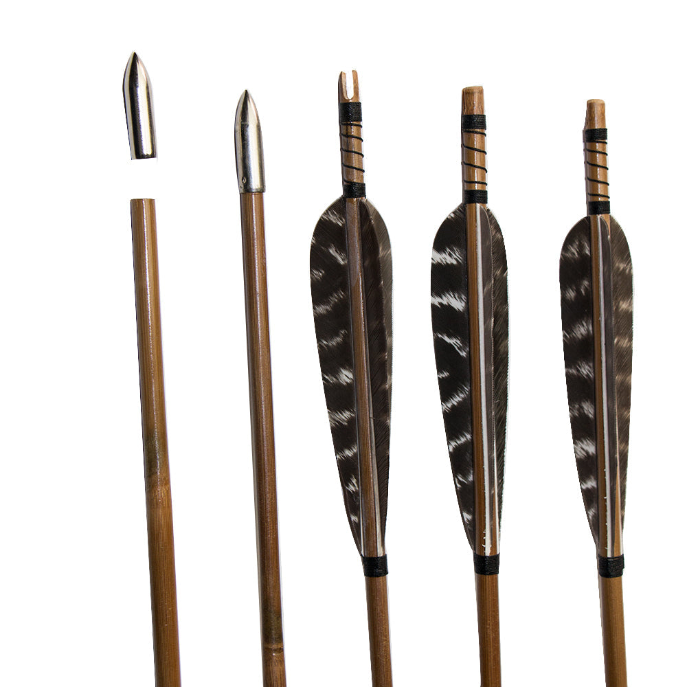 6-Pack Handmade Bamboo Arrows 35inch Traditional Arrows 5inch Turkey Feather Arrows