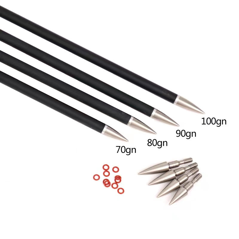 12-Pack 70-200gr OD 7.6mm Arrow Field Points Screw-In Arrowheads Target