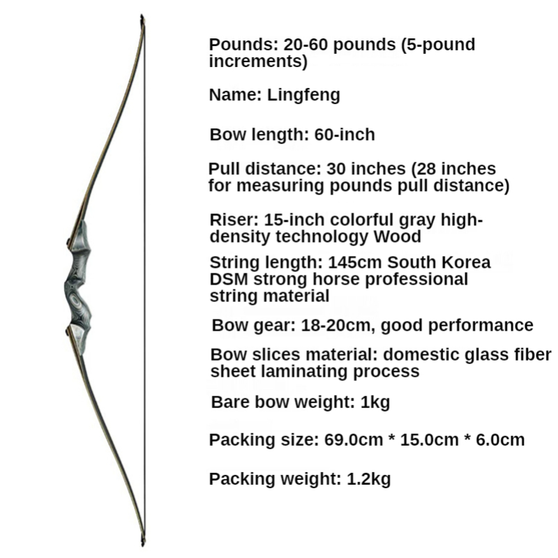 Black Hunter Longbow Split Bow and Arrow 25-60 Pounds Optional Bow and Arrow Multi-Pound