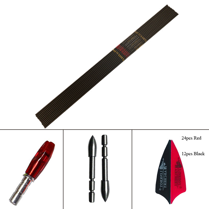 12-Pack Carbon Arrows Shaft SP400-1800 30'' Target 1.75'' Vanes 80GR Broadhead Pin Nock Recurve