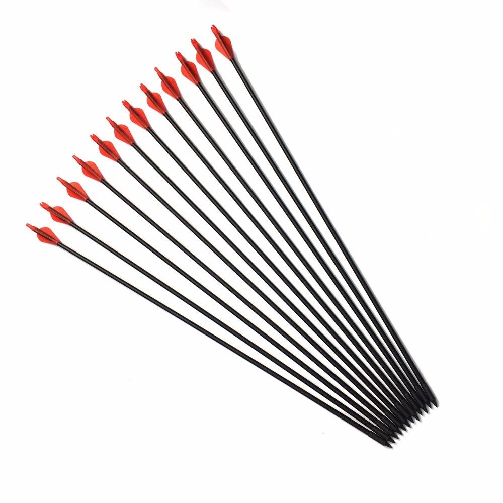 8mm Fiberglass Arrows, Glued-in Points, Safe Plastic Nock, Recurve & Compound Bow