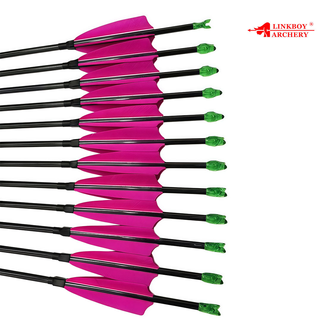 12-Pack Pure Carbon Arrow ID6.2mm 4inch Turkey Feather Fast Nock 100gr Tips Compound Traditional