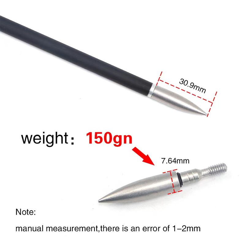 12-Pack 70-200gr OD 7.6mm Arrow Field Points Screw-In Arrowheads Target