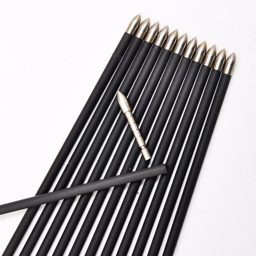 12-Pack Pure Carbon Arrows ID4.2MM SP500 30inch 3inch Turkey Feather 80gr Tips Recurve Bow