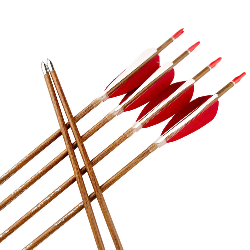 ID4.2mm/.165'' Full Carbon Wood Pattern Arrows Shaft Recurve Compound Bow Arrows Steel Points Pin