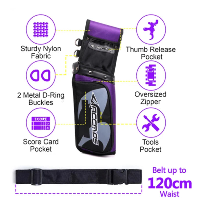 Reverse Arrow Quiver Belt Right/Left Hand Canvas Arrows Holder Bag with Adjustable Belt