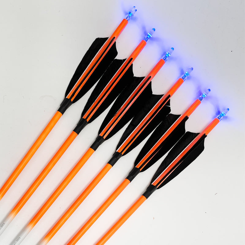 Pure Carbon Arrows with Lighted Nock 4inch Turkey Feather 6.2mm Compound Bow Arrows