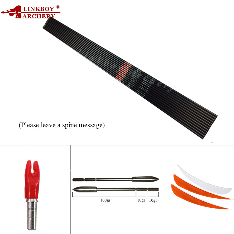 12-Pack Carbon Arrows Shaft 32" 120 Grain Tips 1.75/3 Inch Vanes PIN Nocks DIY