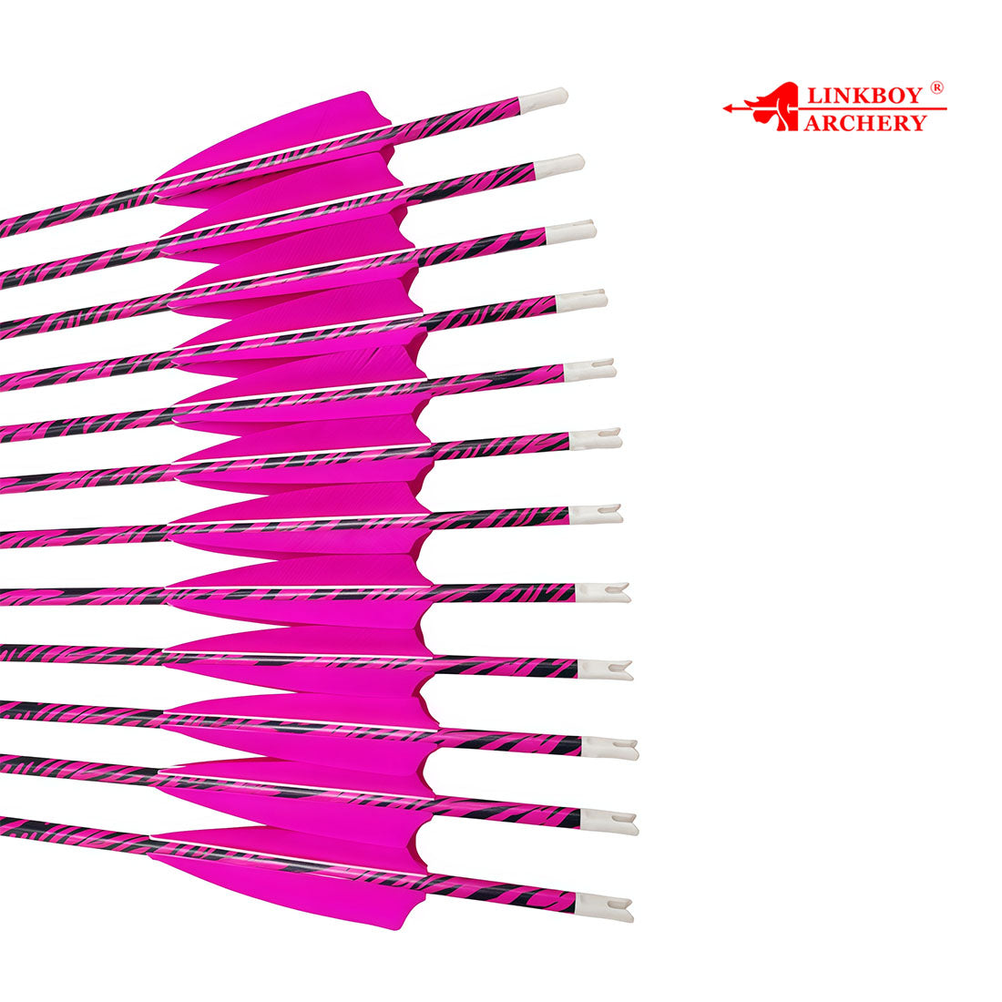 12-Pack Carbon Pink Arrows Spine 300 340 500 75gr Point Tips 4-Pack 4inch Feather