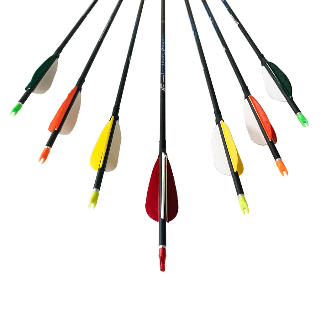 12-Pack Pure Carbon Arrows ID4.2MM SP500 30inch 3inch Turkey Feather 80gr Tips Recurve Bow