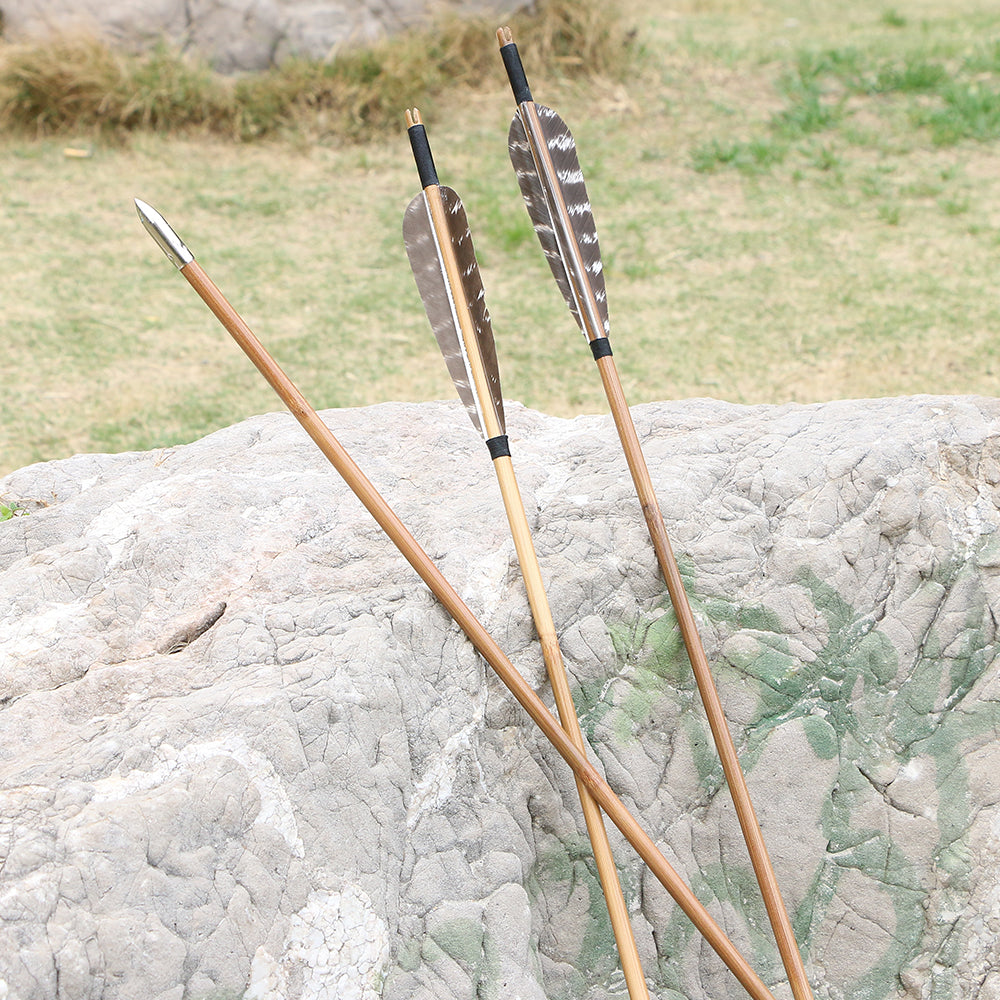 6-Pack Handmade Bamboo Arrows 35inch Traditional Arrows 5inch Turkey Feather Arrows