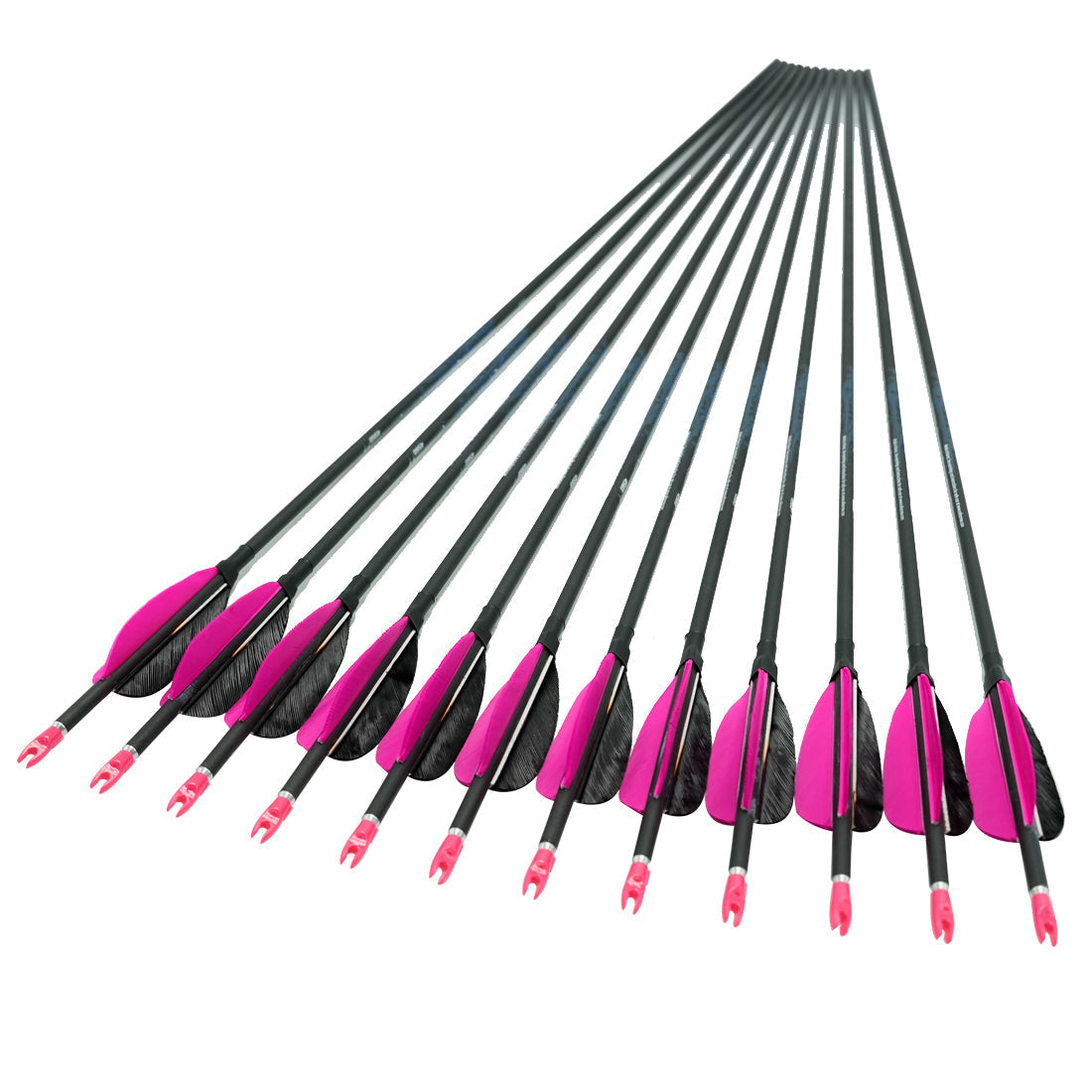 12-Pack Pure Carbon Arrows ID4.2MM SP500 30inch 3inch Turkey Feather 80gr Tips Recurve Bow