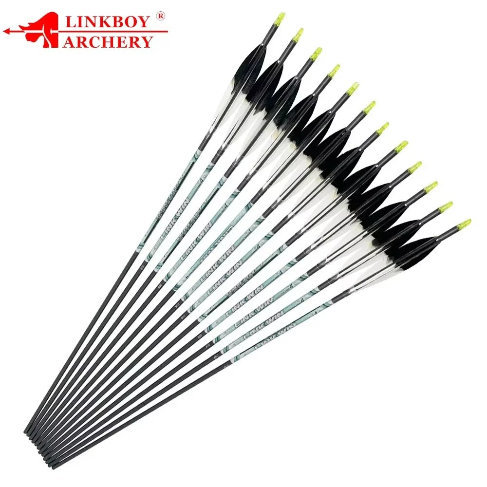 12-Pack Pure Carbon Arrow Spine300-800 30/32inch Banana Vanes Target Arrows