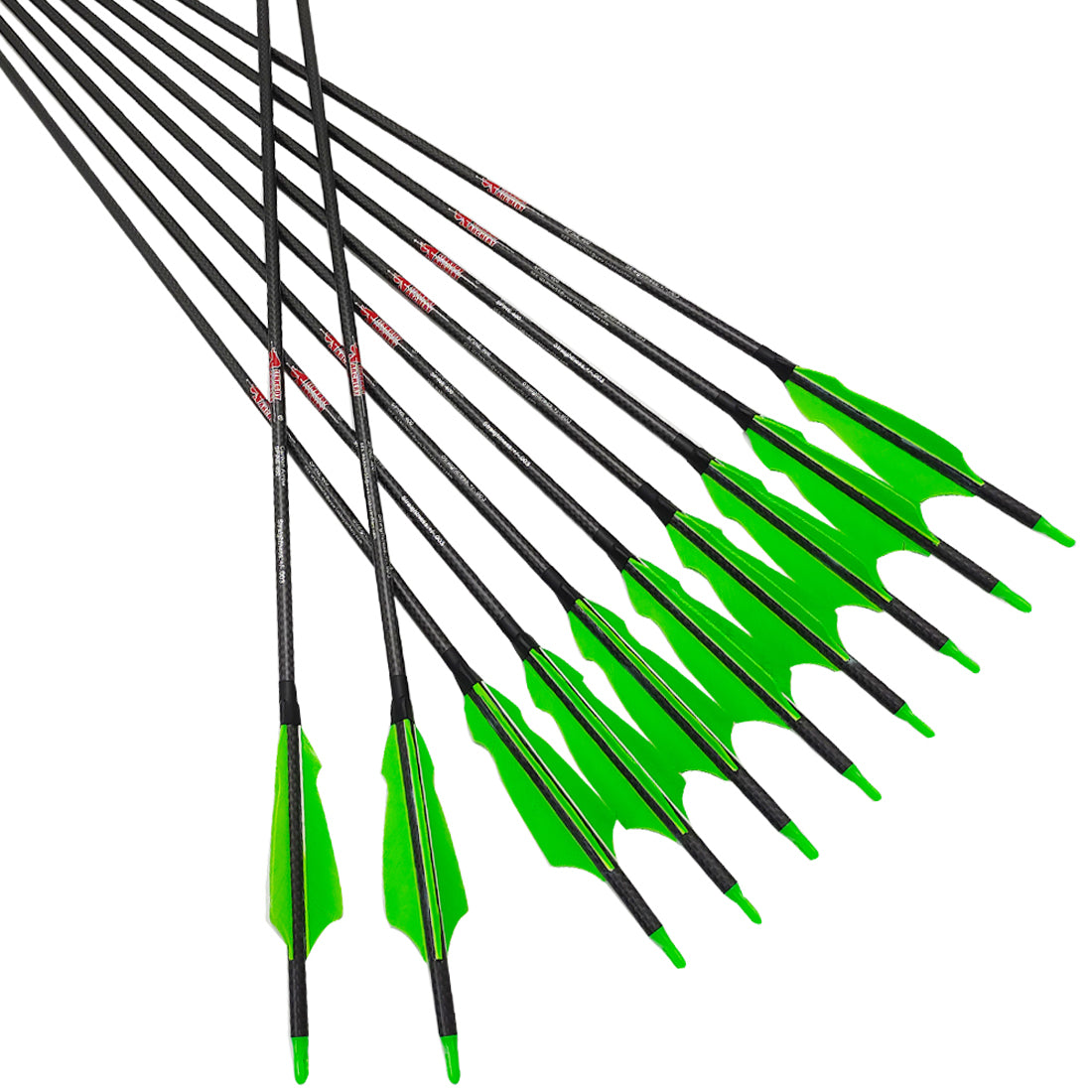 12-Pack 3k Carbon Arrow Spine250-800 32inch ID6.2mm with 4inch Sting Shape Feather Compound Recurve