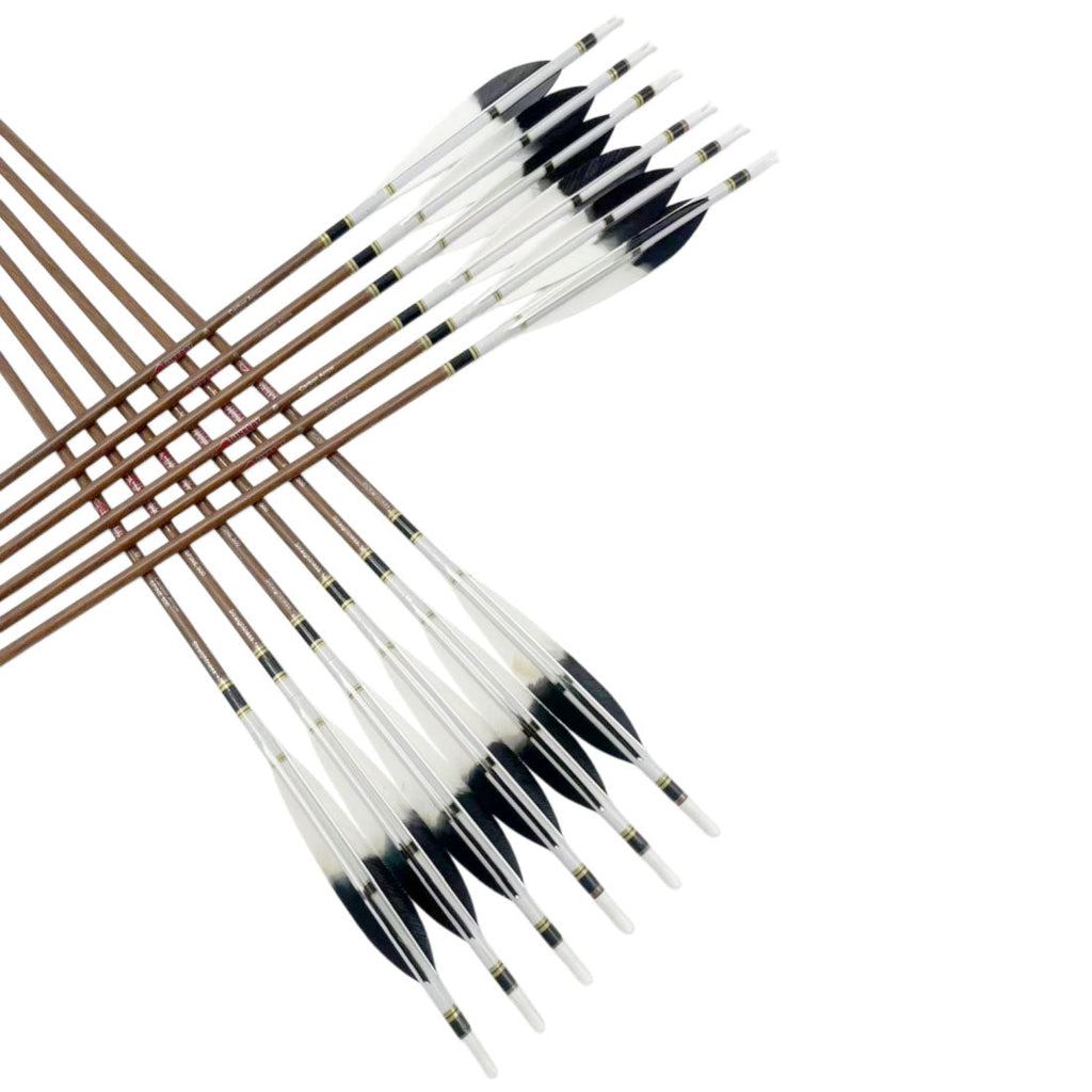 ID 6.2MM 12-Pack Pure Carbon Wood/bamboo Skin Arrows 150gr Tips Y Nock Fast Shoot
