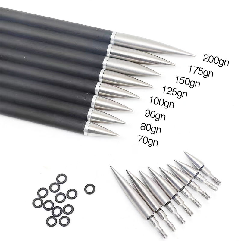12-Pack 70-200gr OD 7.6mm Arrow Field Points Screw-In Arrowheads Target