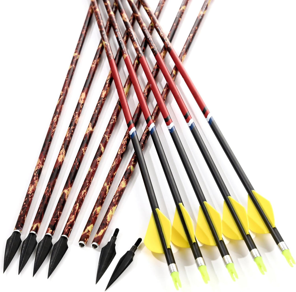 Camo Series Carbon Arrows 30 Inch Spine 300 340 400 500 for Compound Bow
